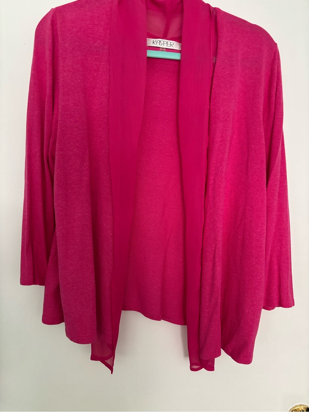 Kasper Women's Open Front Cardigan - Fuchsia Pink 1X